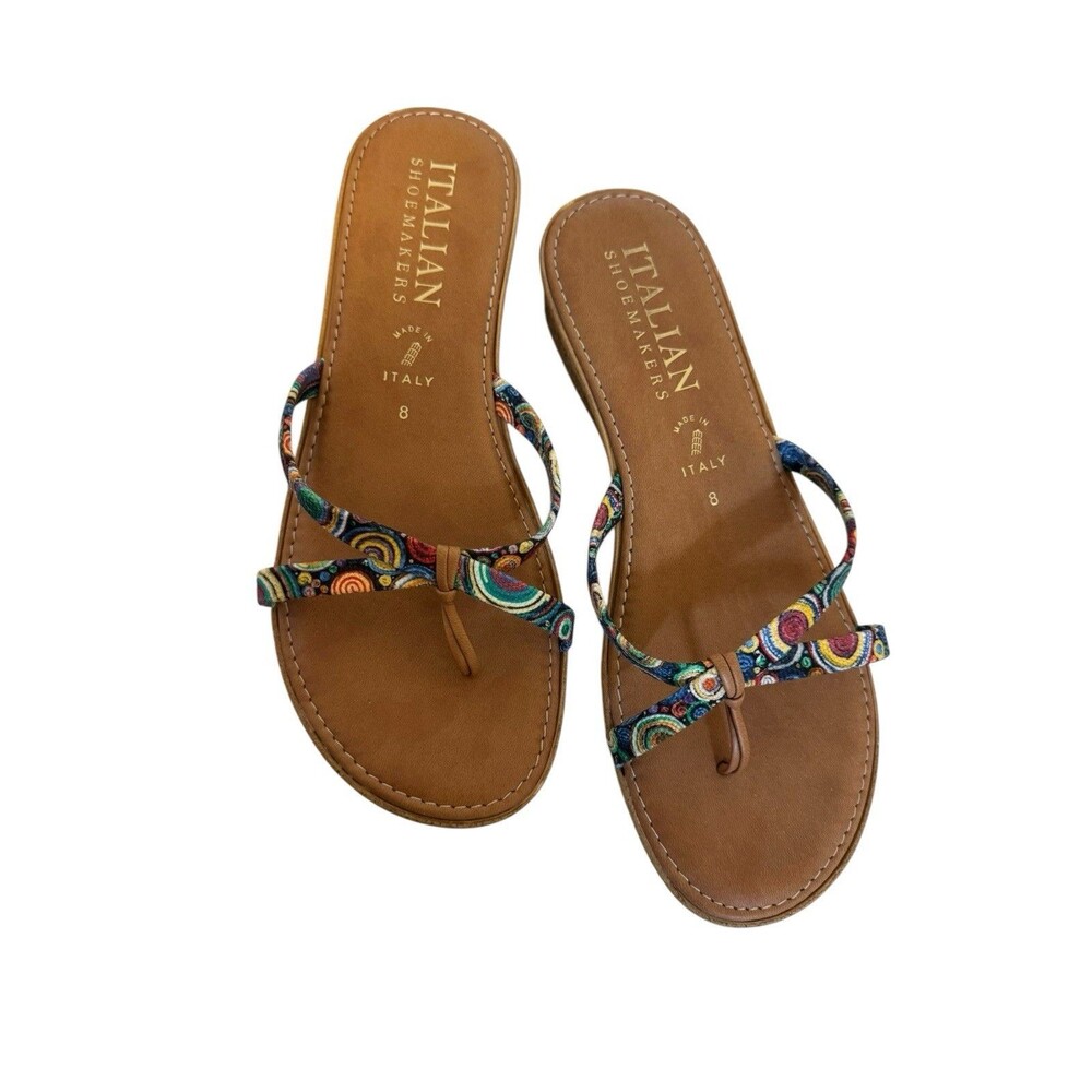 Italian Shoemaker Colorful Thong Summer Sandals - Multi-Color,  Size 8- EUC